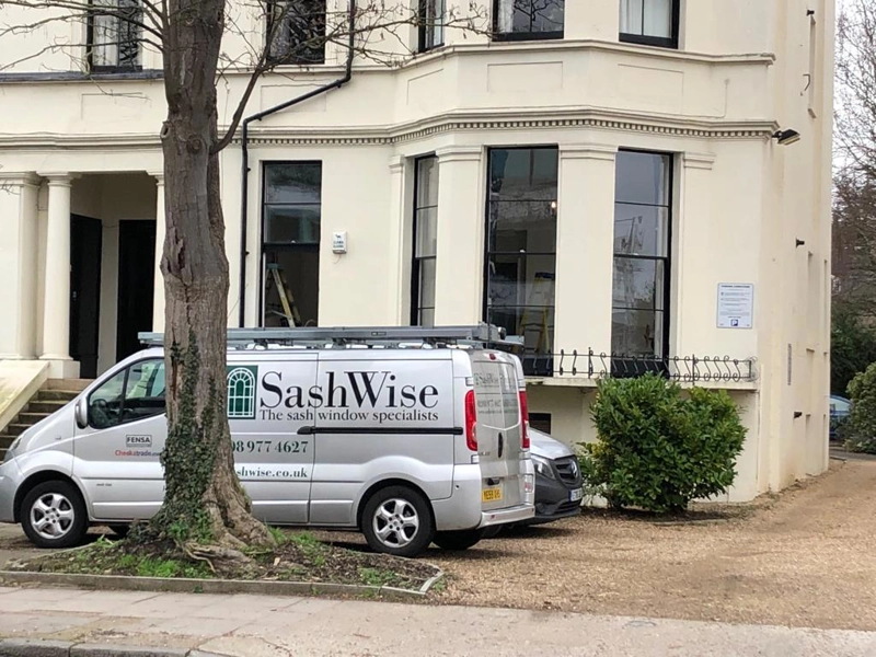 Black timber sash windows